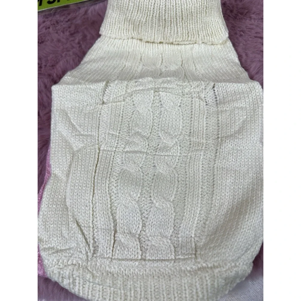 2 Pack Dog Sweaters for Small Dogs Winter Turtleneck Pink And Cream (xs-small)‎